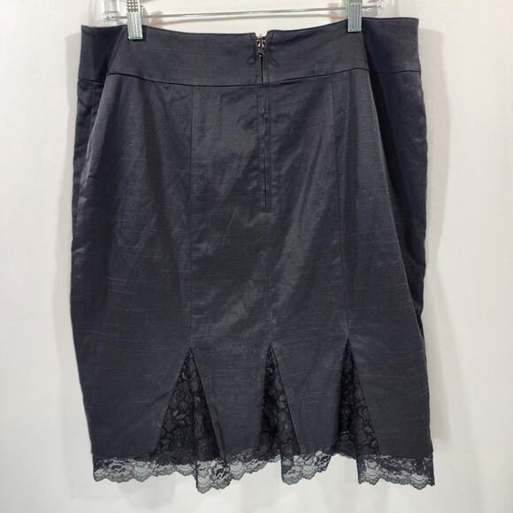 Robertson Los Angeles satin animal print reversable lace trim skirt womans sz 14 - Picture 5 of 11